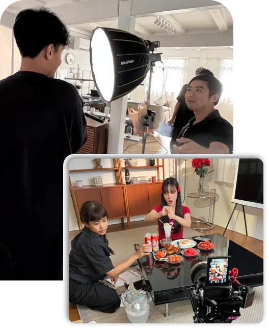 ถ่ายทำคอนเทนต์กับทีมงาน